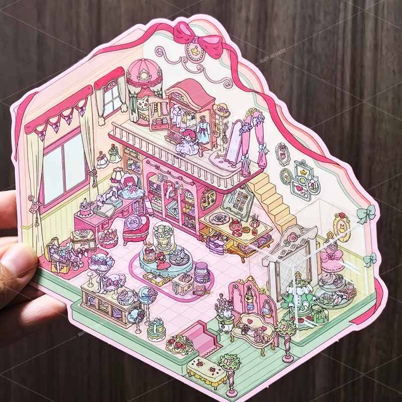 Sugar Garden DIY 3D Scene Stickers 4 Cute Miniature Scenes(L)