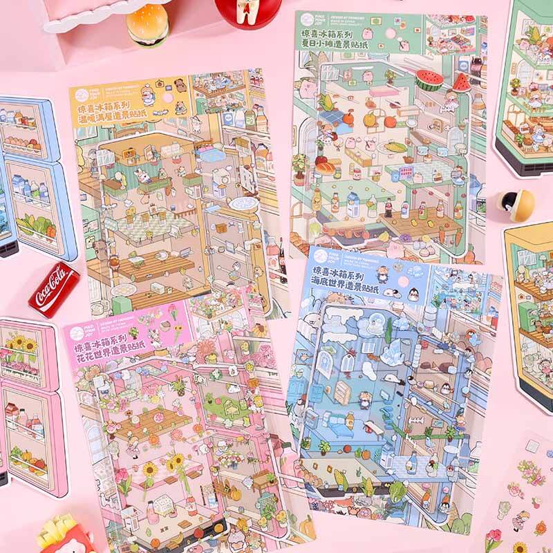 Summer Whisper DIY 3D Scenes Sticker 4 Cute Miniature Scenes(S)