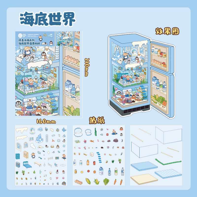 Summer Whisper DIY 3D Scenes Sticker 4 Cute Miniature Scenes(S)