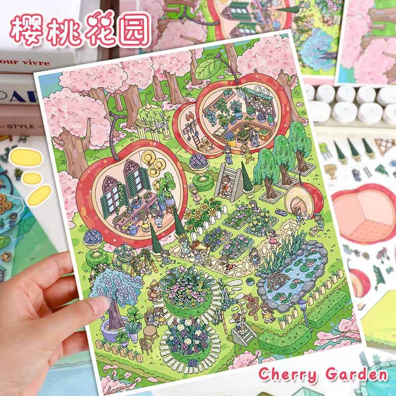 Sunny Days DIY 3D Scene Stickers 2 Cute Miniature Scenes(L)