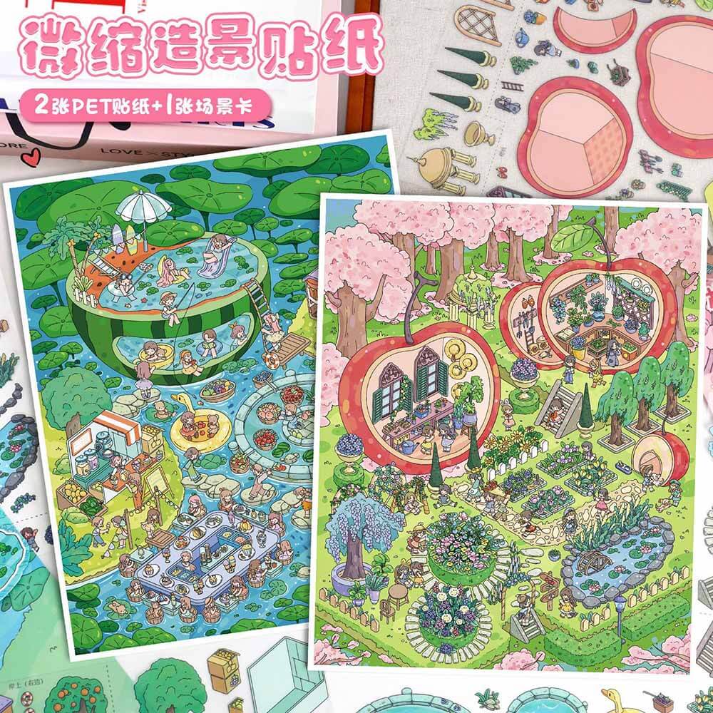 Sunny Days DIY 3D Scene Stickers 2 Cute Miniature Scenes(L)
