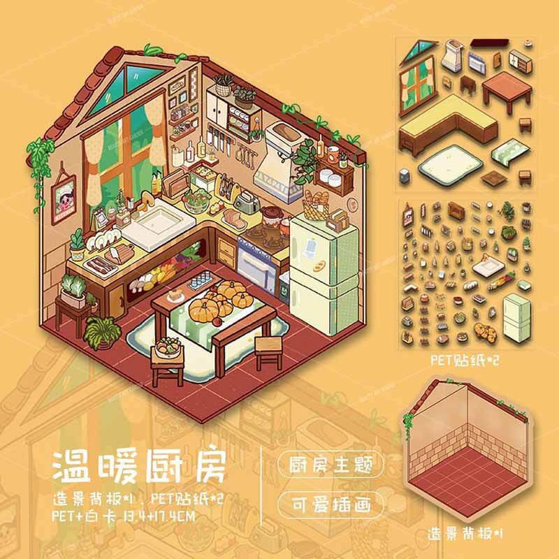 Sweet Air Club DIY 3D Scene Stickers 4 Cute Miniature Scenes(S)