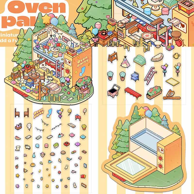 Sweet Air Club DIY 3D Scene Stickers 4 Cute Miniature Scenes(S)