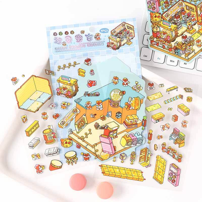 Sweet Feast DIY 3D Scene Stickers 4 Cute Miniature Scenes(S)