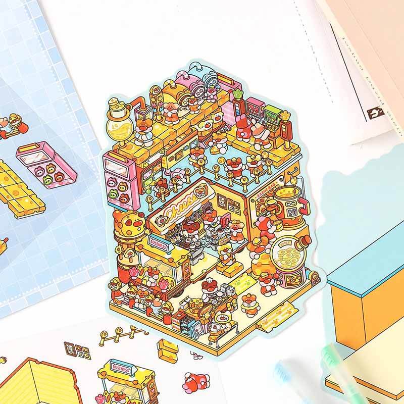 Sweet Feast DIY 3D Scene Stickers 4 Cute Miniature Scenes(S)