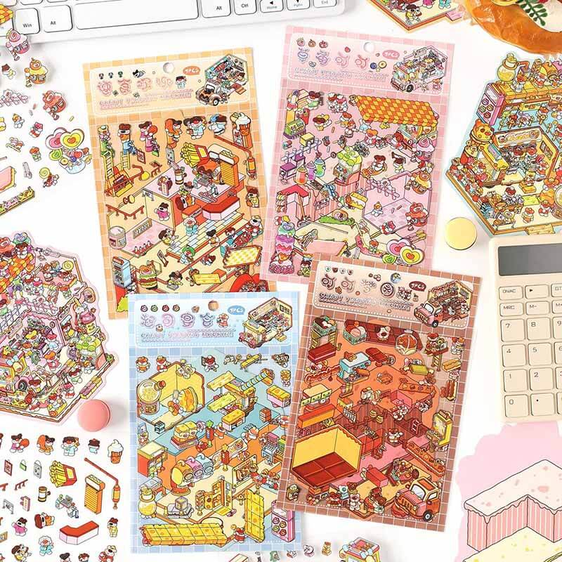 Sweet Feast DIY 3D Scene Stickers 4 Cute Miniature Scenes(S)