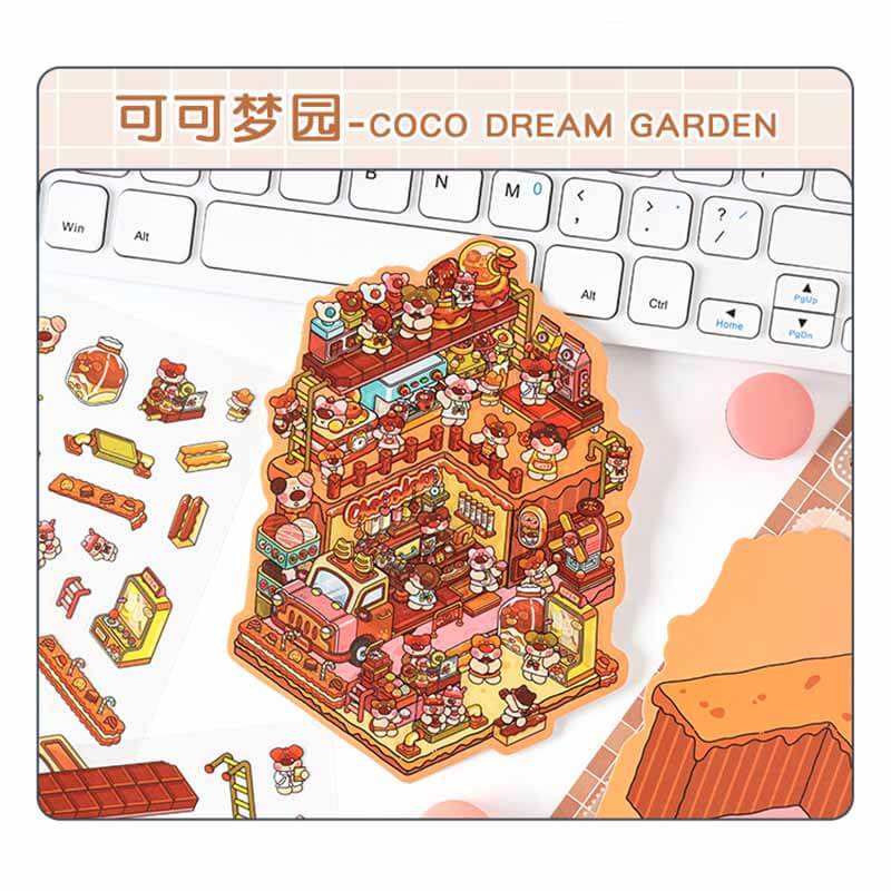 Sweet Feast DIY 3D Scene Stickers 4 Cute Miniature Scenes(S)