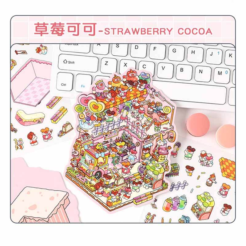 Sweet Feast DIY 3D Scene Stickers 4 Cute Miniature Scenes(S)