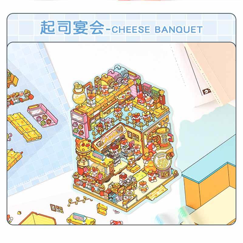 Sweet Feast DIY 3D Scene Stickers 4 Cute Miniature Scenes(S)