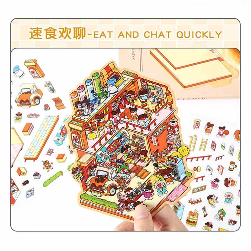 Sweet Feast DIY 3D Scene Stickers 4 Cute Miniature Scenes(S)