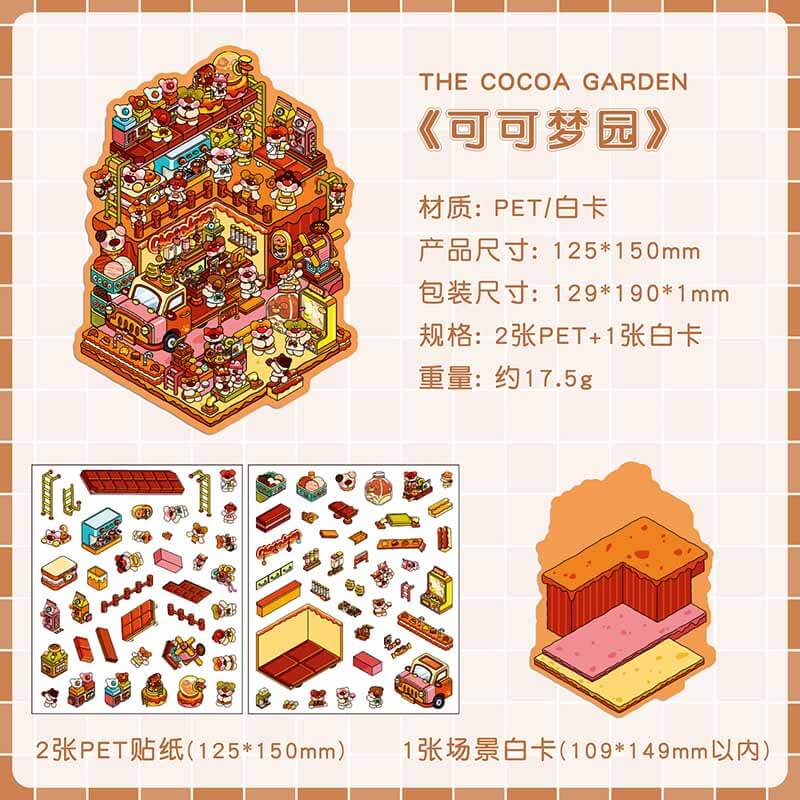 Sweet Feast DIY 3D Scene Stickers 4 Cute Miniature Scenes(S)