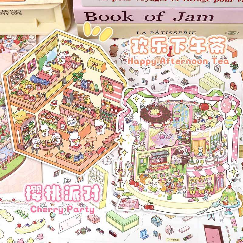 Sweet Gathering DIY 3D Scene Stickers 4 Cute Scenes(L)
