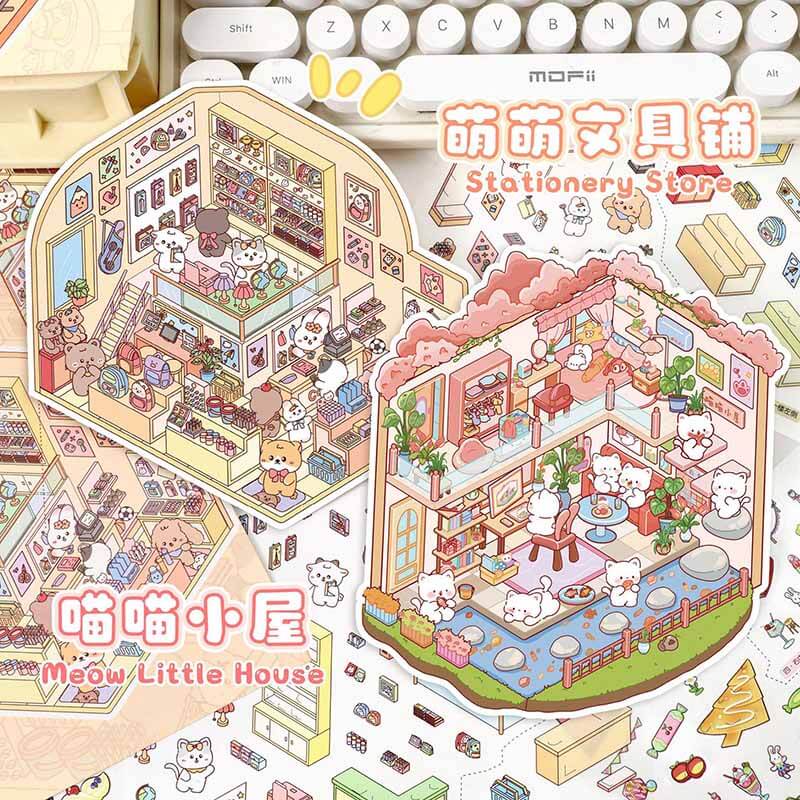 Sweet Gathering DIY 3D Scene Stickers 4 Cute Scenes(L)