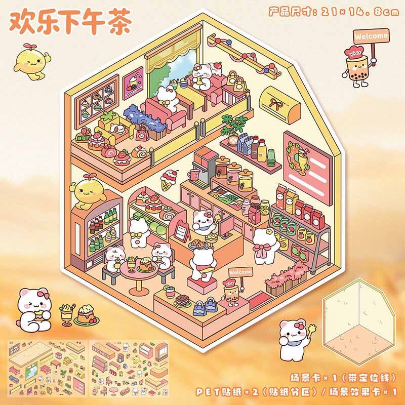 Sweet Gathering DIY 3D Scene Stickers 4 Cute Scenes(L)