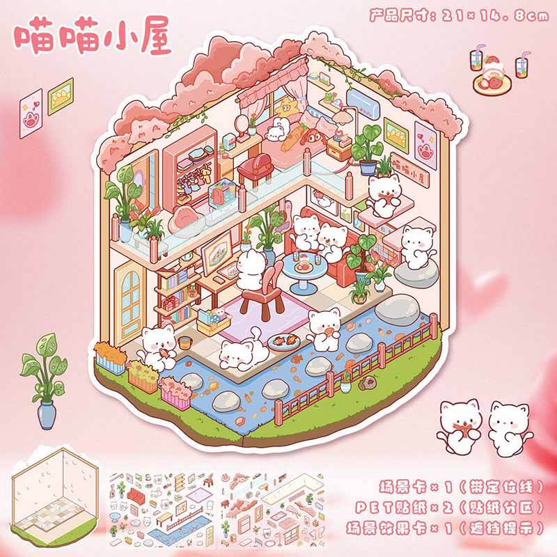 Sweet Gathering DIY 3D Scene Stickers 4 Cute Scenes(L)