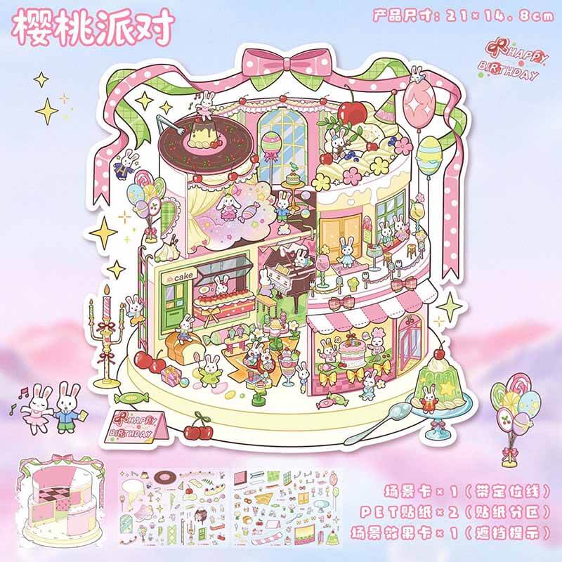 Sweet Gathering DIY 3D Scene Stickers 4 Cute Scenes(L)
