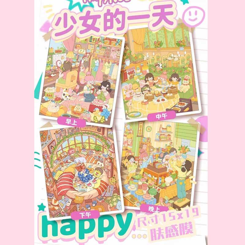 Sweet Girl’s Diary DIY 3D Scene Stickers 4 Cute Miniature Scenes(M)