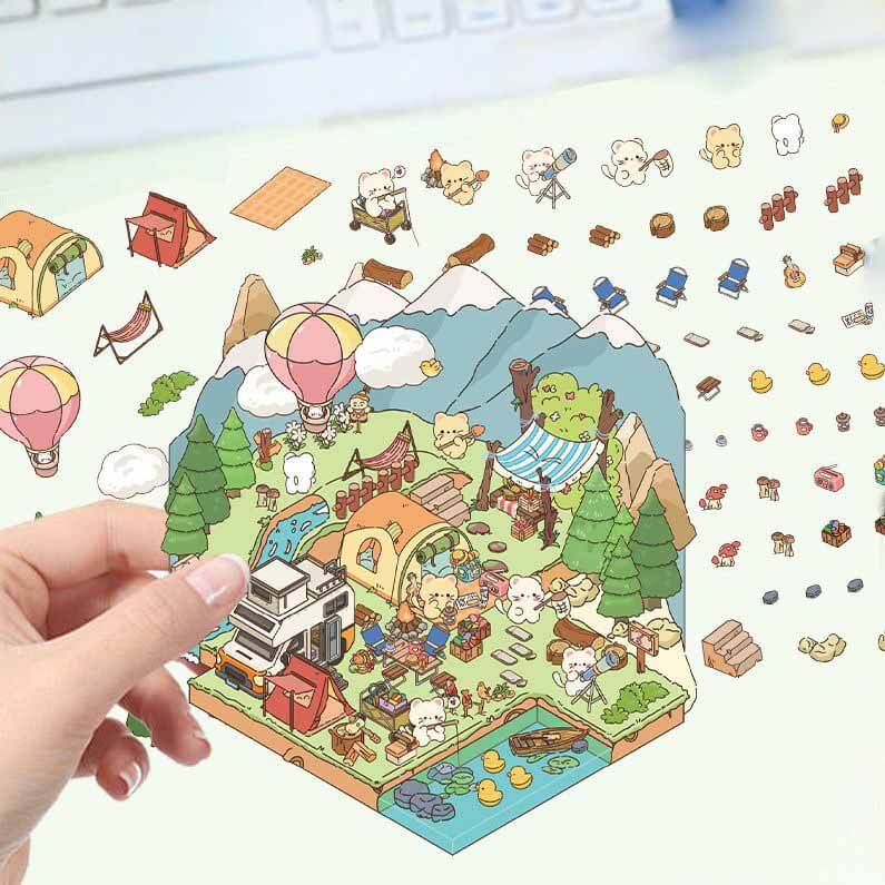 Sweet Whimsy 3D Scene Stickers 4 Cute Miniature Scenes