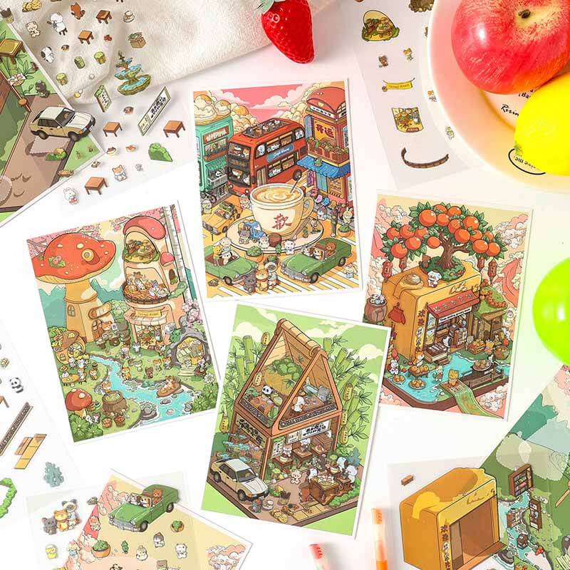 Tea Lane DIY 3D Scene Stickers 4 Cute Scenes(S)