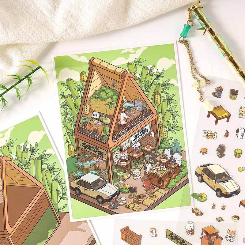 Tea Lane DIY 3D Scene Stickers 4 Cute Scenes(S)