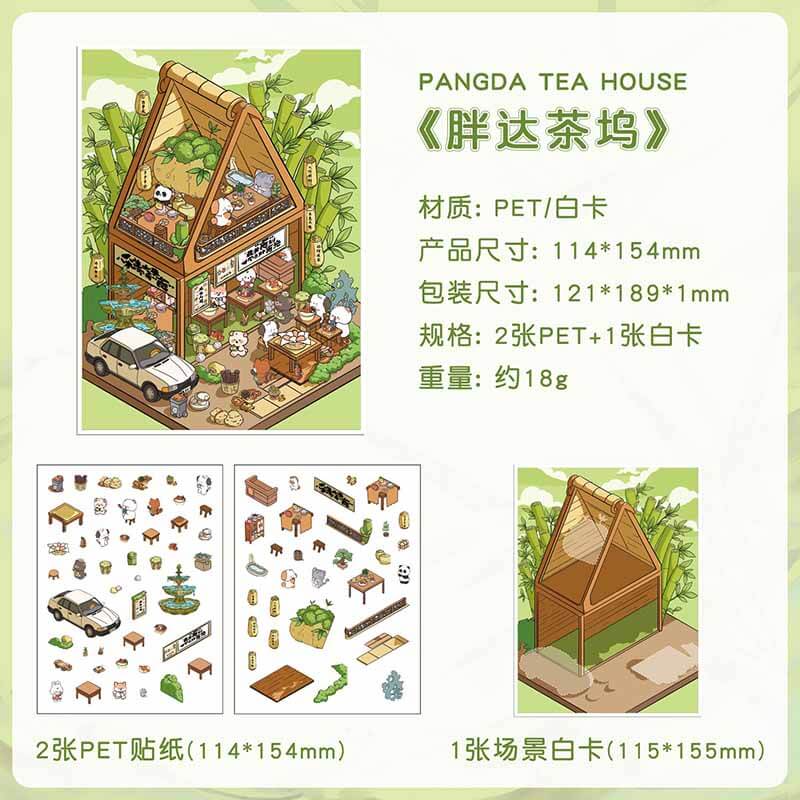Tea Lane DIY 3D Scene Stickers 4 Cute Scenes(S)