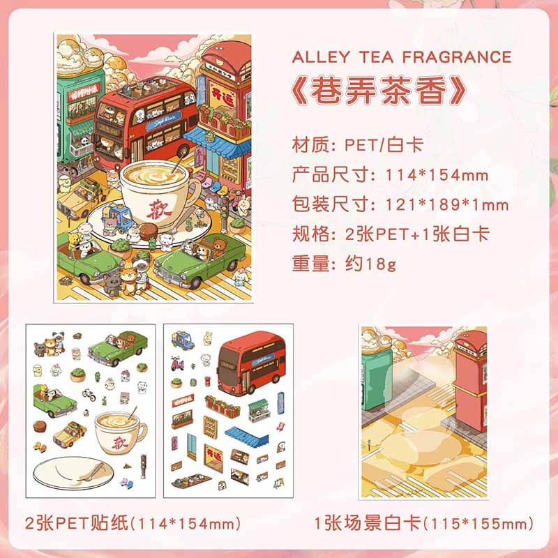 Tea Lane DIY 3D Scene Stickers 4 Cute Scenes(S)