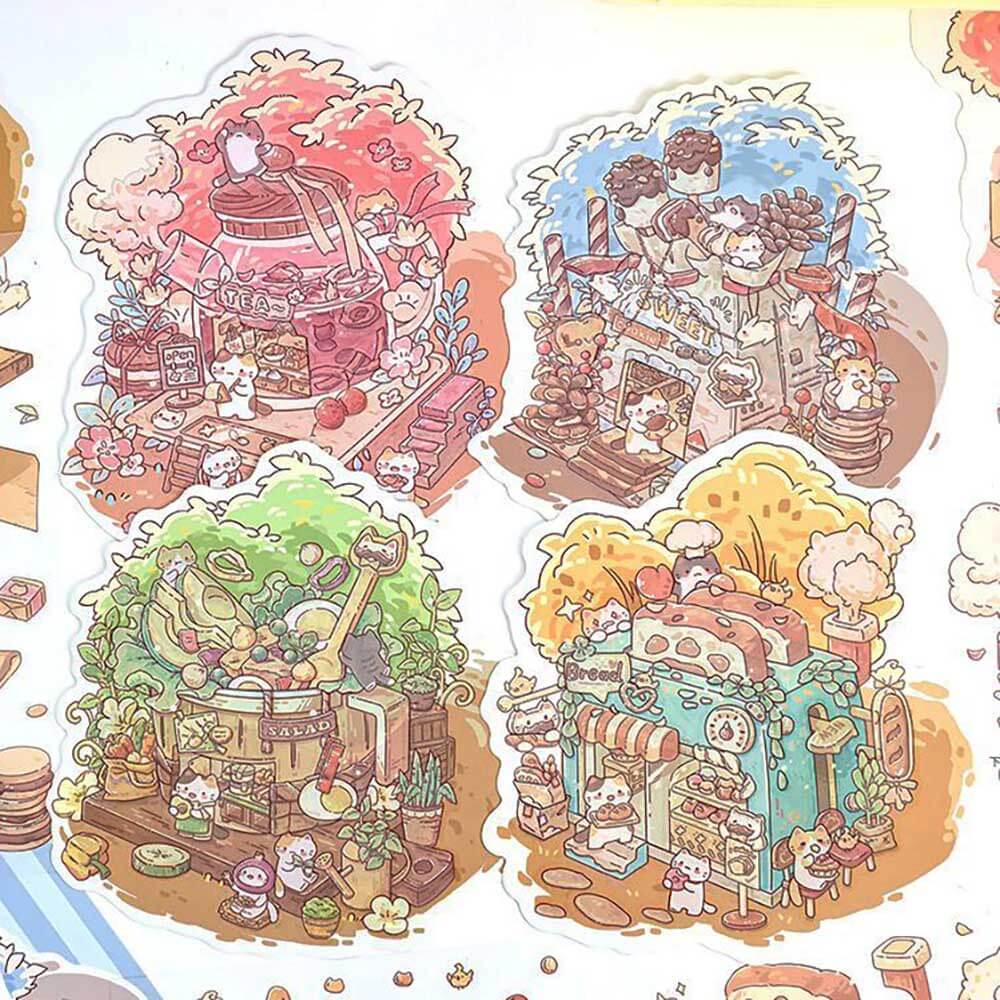 Teacup Tales DIY 3D Scene Stickers 4 Cute Miniature Scenes