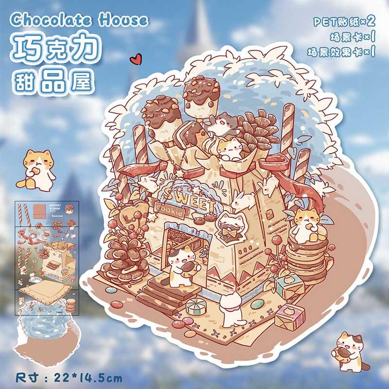 Teacup Tales DIY 3D Scene Stickers 4 Cute Miniature Scenes(M)