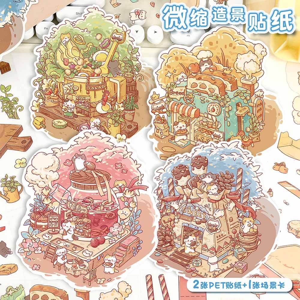 Teacup Tales DIY 3D Scene Stickers 4 Cute Miniature Scenes