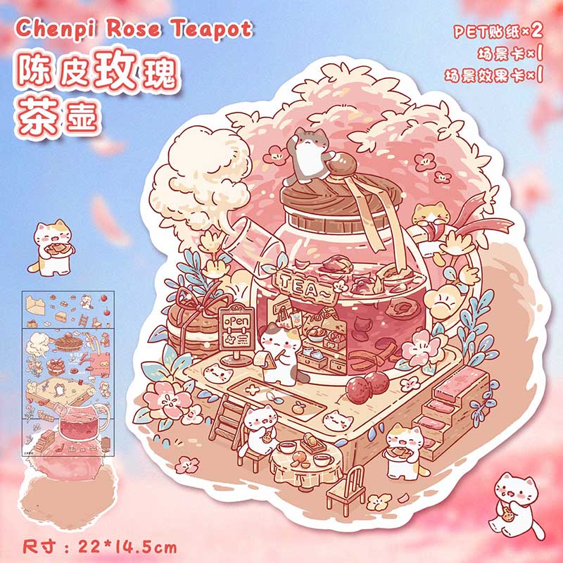 Teacup Tales DIY 3D Scene Stickers 4 Cute Miniature Scenes(M)
