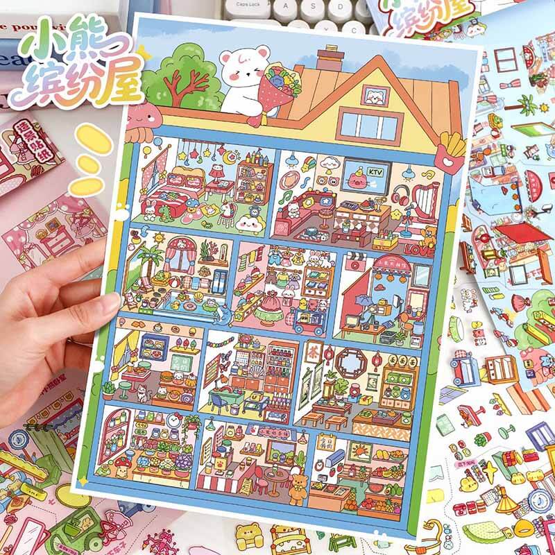 Teddy Wonderland DIY 3D Scene Stickers 2 Cute Miniature Scenes(L)