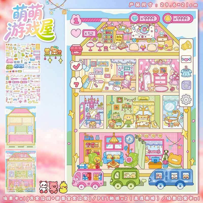 Teddy Wonderland DIY 3D Scene Stickers 2 Cute Miniature Scenes(L)