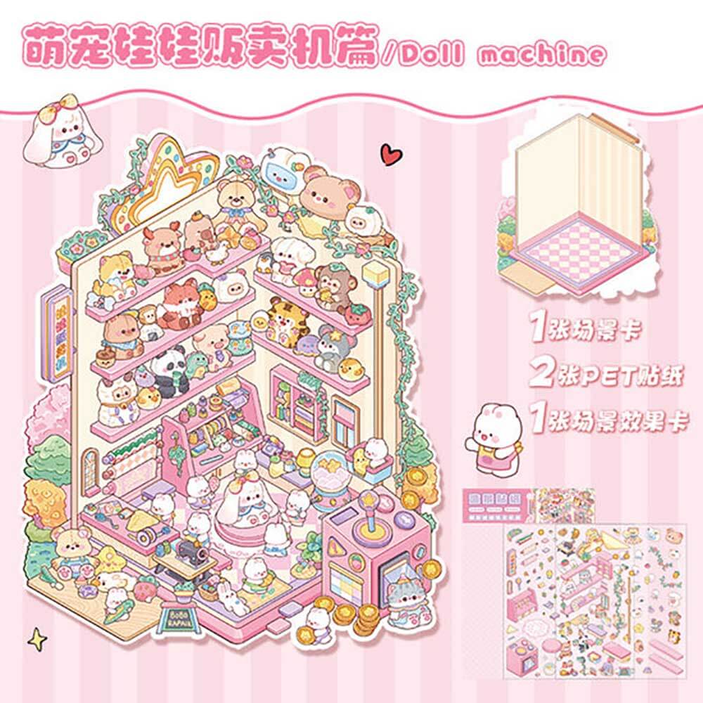 Bunny Land DY 3D Scene Stickers - 2 Cute Miniature Scenes