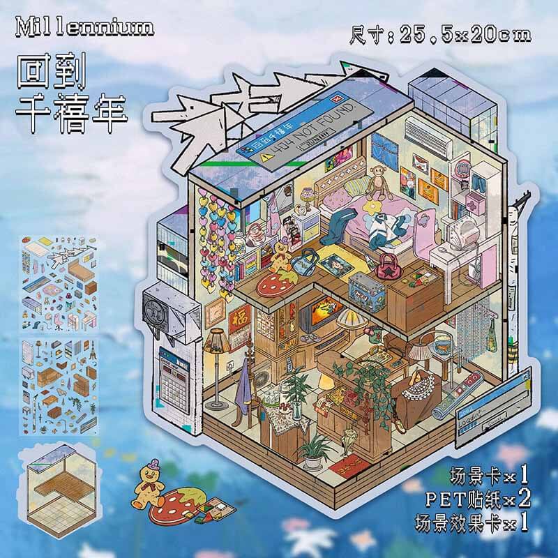 Theatrical Memories DIY 3D Scene Stickers 4 Cute Miniature Scenes (L)