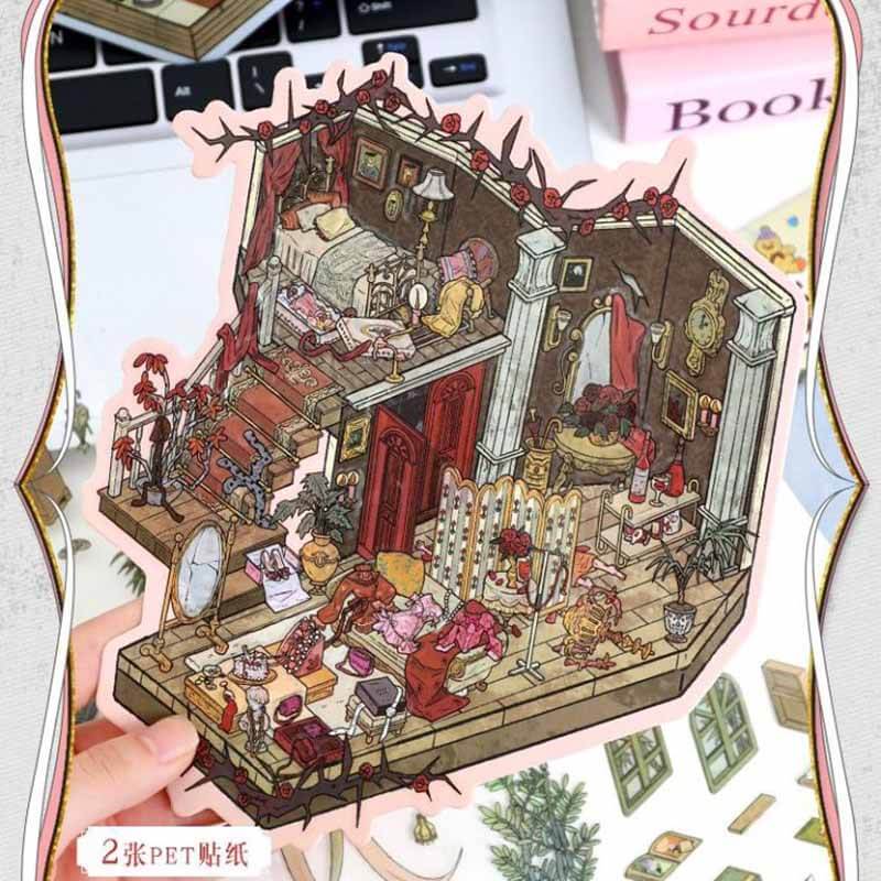 Theatrical Memories DIY 3D Scene Stickers 4 Cute Miniature Scenes (L)