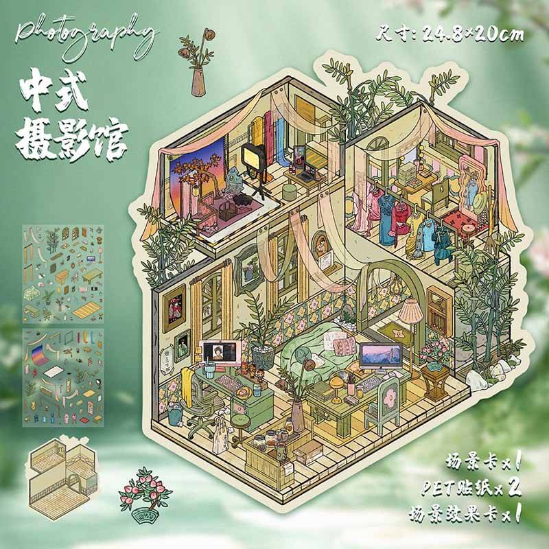 Theatrical Memories DIY 3D Scene Stickers 4 Cute Miniature Scenes (L)