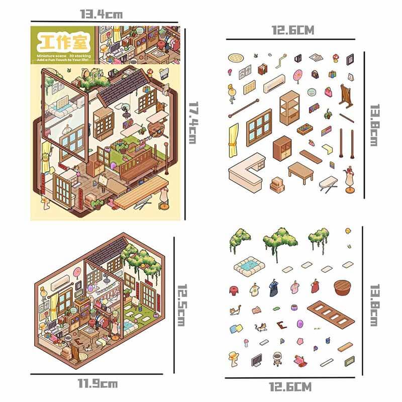 Thematic Corners DIY 3D Scene Stickers 4 Cute Miniature Scenes(S)