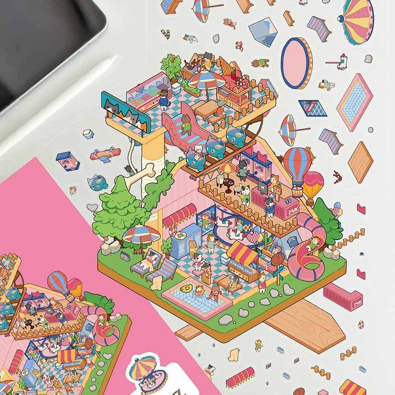 Thematic Corners DIY 3D Scene Stickers 4 Cute Miniature Scenes(S)