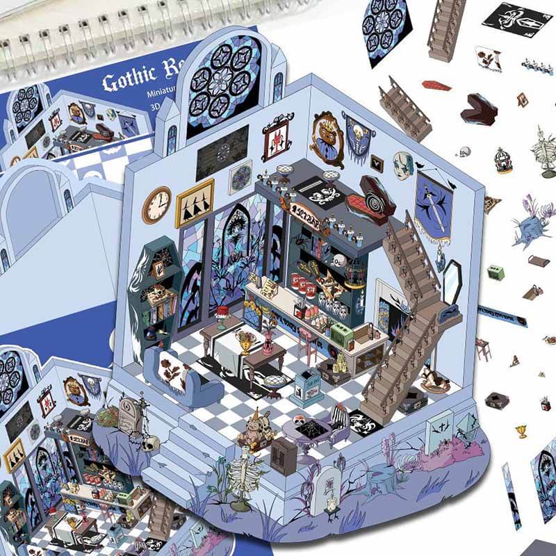 Thematic Corners DIY 3D Scene Stickers 4 Cute Miniature Scenes(S)