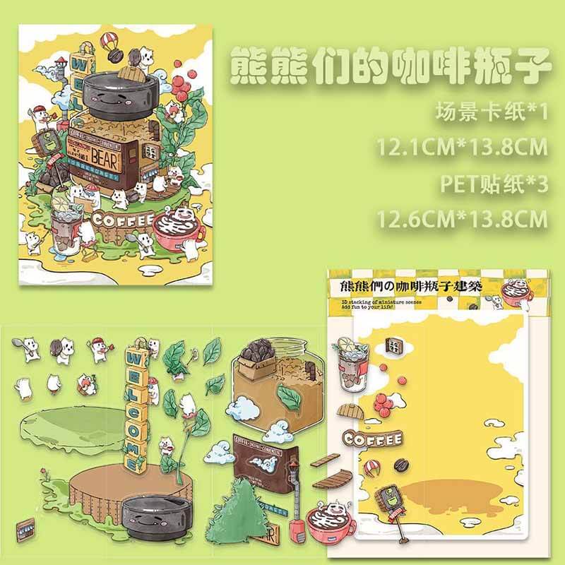 Thematic Corners DIY 3D Scene Stickers 4 Cute Miniature Scenes(S)
