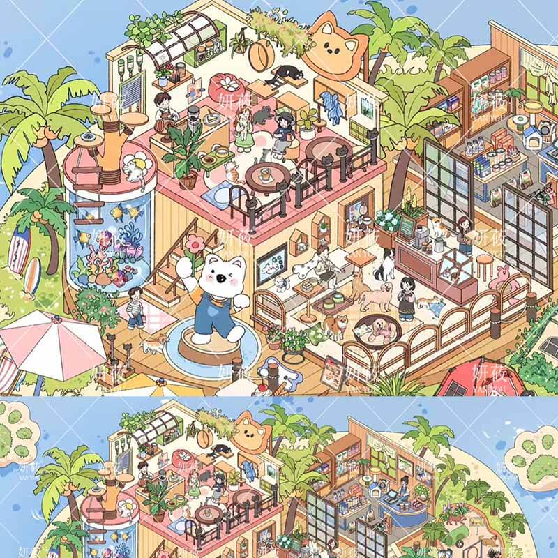 Tides & Stars DIY 3D Scene Stickers 3 Cute Miniature Scenes(XL)