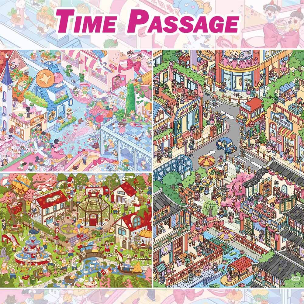 Time Passage DIY 3D Scenes Sticker 3 Cute Miniature Scenes(XL)