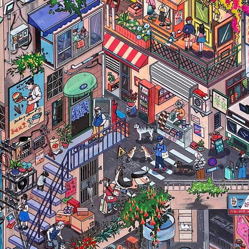Time Traveler’s Home DIY 3D Scene Stickers 4 Miniature Scenes(XL)