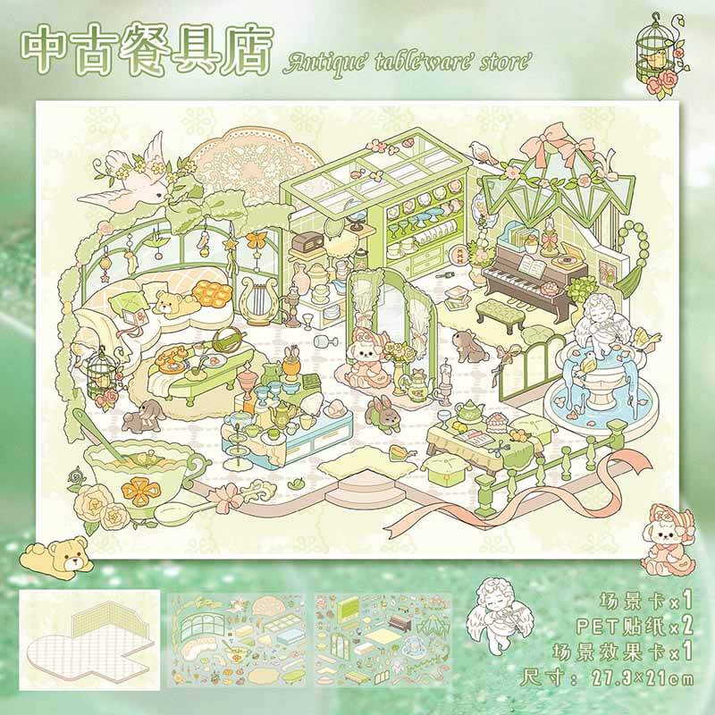 Timeless Treasure DIY 3D Scene Stickers 4 Cute Miniature Scenes(L)