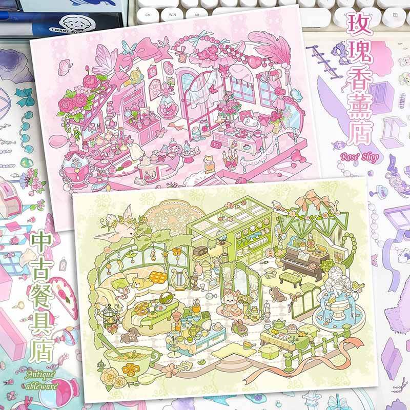 Timeless Treasure DIY 3D Scene Stickers 4 Cute Miniature Scenes