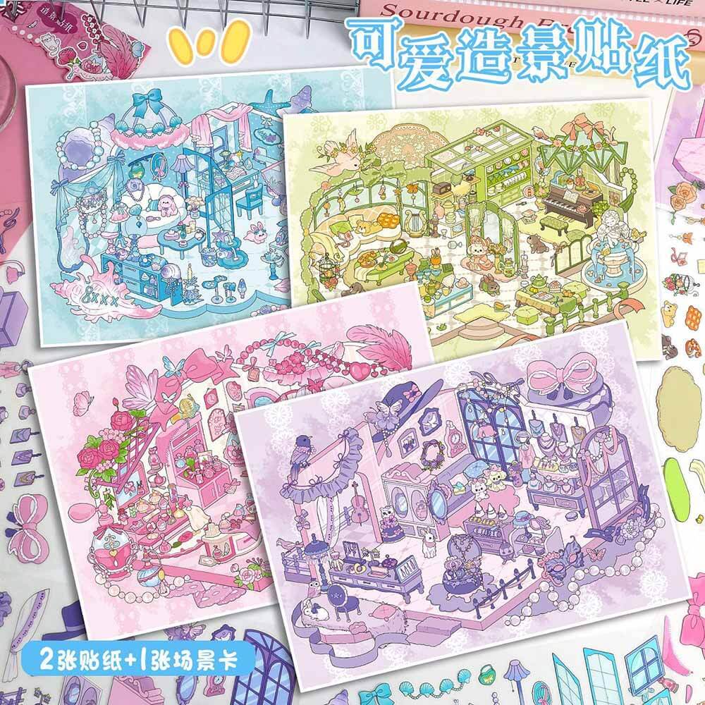 Timeless Treasure DIY 3D Scene Stickers 4 Cute Miniature Scenes