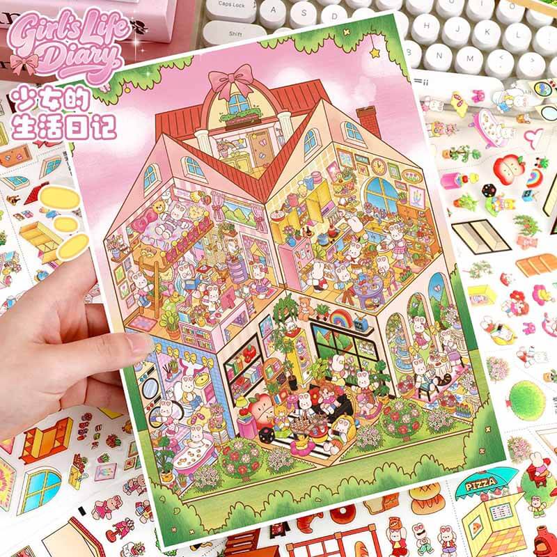 Town Diaries DIY 3D Scene Stickers 2 Cute Miniature Scenes(L)