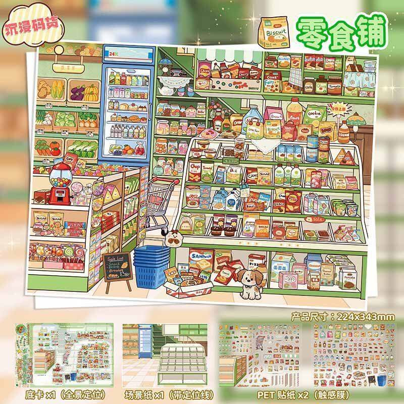 Treasure Shelf DIY 3D Scene Stickers 4 Cute Scenes(L)