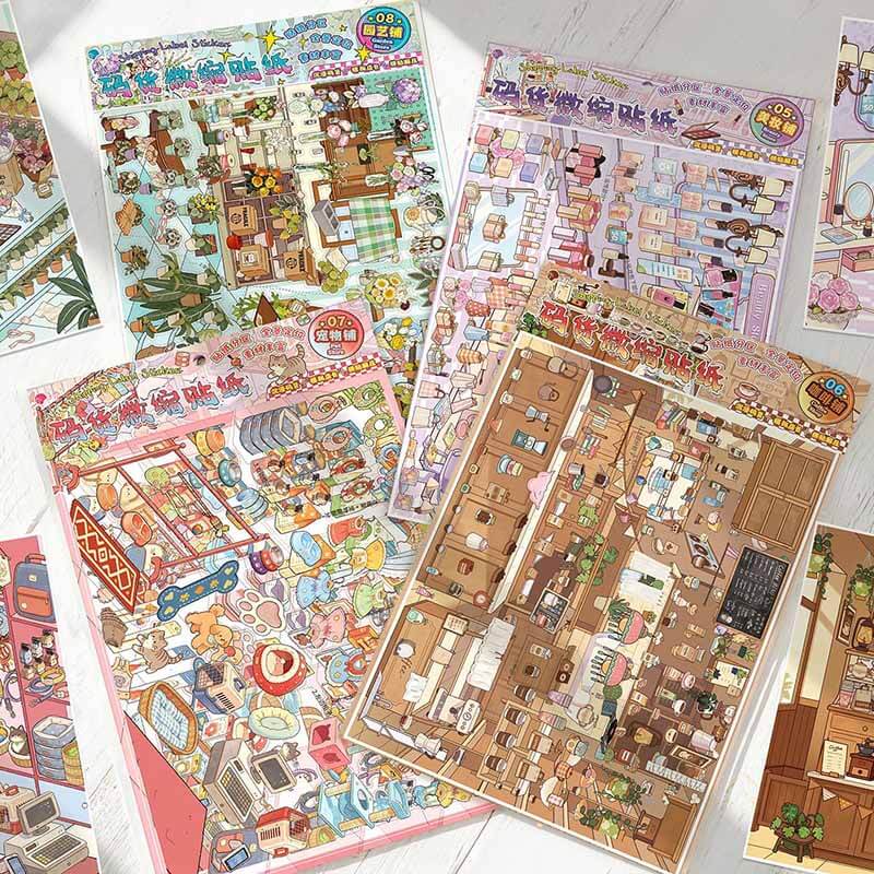 Treasure Shop DIY 3D Scene Stickers 4 Cute  Scenes(L)
