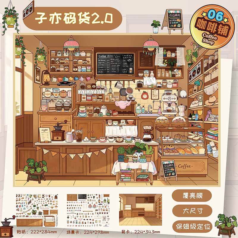 Treasure Shop DIY 3D Scene Stickers 4 Cute  Scenes(L)